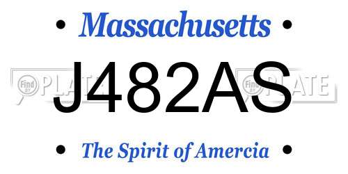 J482AS Massachusetts License Plate