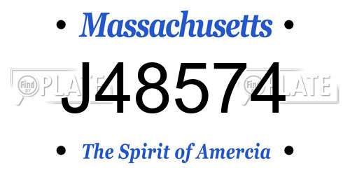 J48574 Massachusetts License Plate