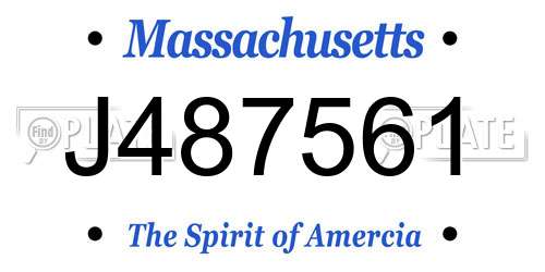 J487561 Massachusetts License Plate