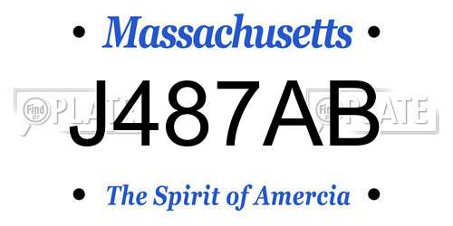 J487AB Massachusetts License Plate
