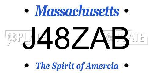 J48ZAB Massachusetts License Plate