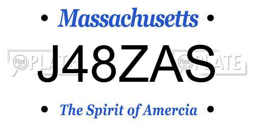 J48ZAS Massachusetts License Plate