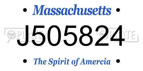 J505824 Massachusetts License Plate