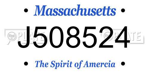 J508524 Massachusetts License Plate