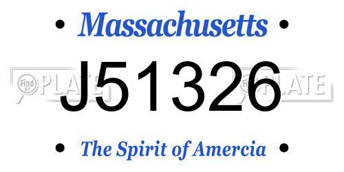 J51326 Massachusetts License Plate
