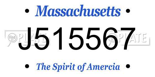 J515567 Massachusetts License Plate