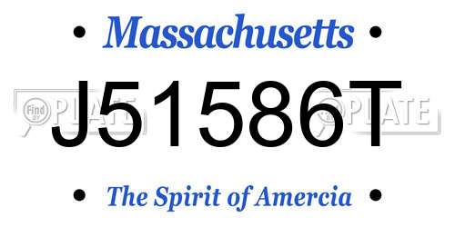J51586T Massachusetts License Plate