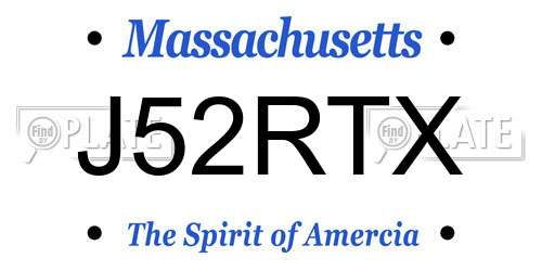J52RTX Massachusetts License Plate