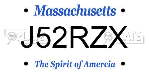 J52RZX Massachusetts License Plate