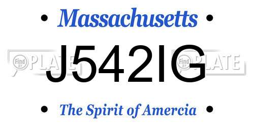 J542IG Massachusetts License Plate