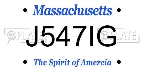 J547IG Massachusetts License Plate