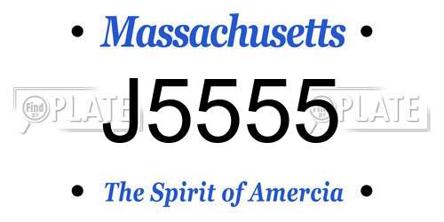 J5555 Massachusetts License Plate