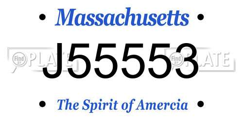 J55553 Massachusetts License Plate