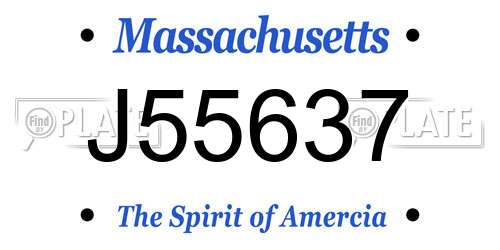 J55637 Massachusetts License Plate