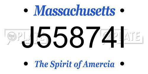J55874I Massachusetts License Plate