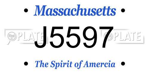 J5597 Massachusetts License Plate