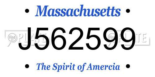 J562599 Massachusetts License Plate