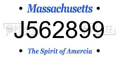 J562899 Massachusetts License Plate