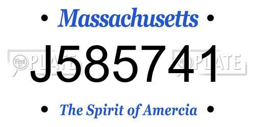 J585741 Massachusetts License Plate
