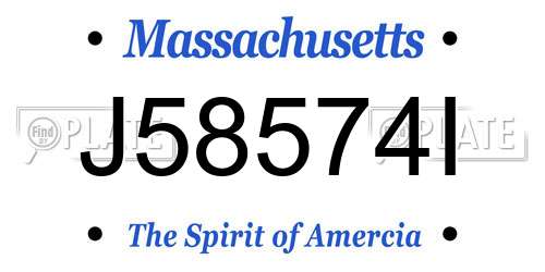 J58574I Massachusetts License Plate