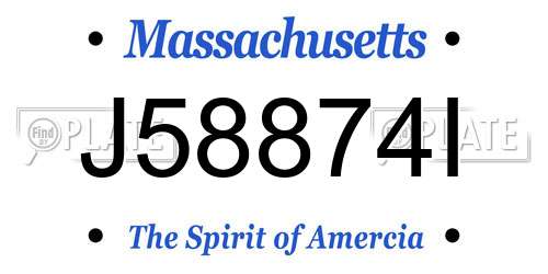 J58874I Massachusetts License Plate