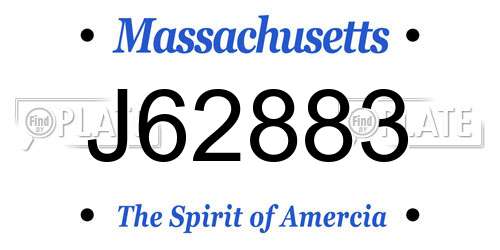 J62883 Massachusetts License Plate