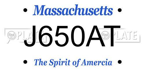 J650AT Massachusetts License Plate