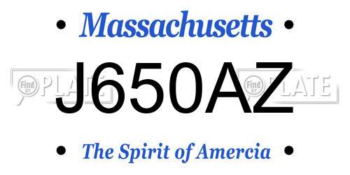 J650AZ Massachusetts License Plate
