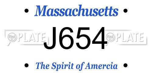 J654 Massachusetts License Plate