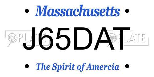 J65DAT Massachusetts License Plate