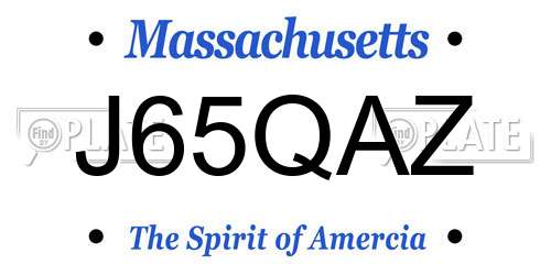 J65QAZ Massachusetts License Plate