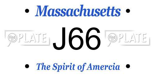 J66 Massachusetts License Plate