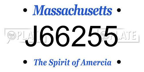 J66255 Massachusetts License Plate