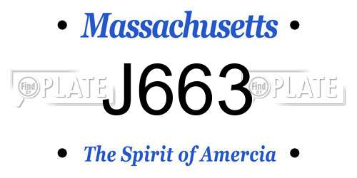 J663 Massachusetts License Plate