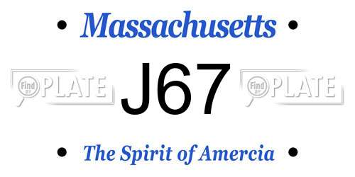J67 Massachusetts License Plate