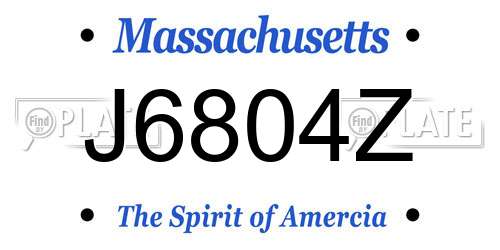 J6804Z Massachusetts License Plate