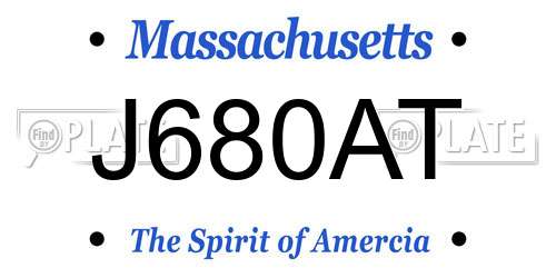 J680AT Massachusetts License Plate