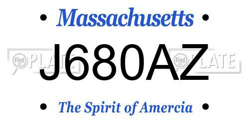 J680AZ Massachusetts License Plate