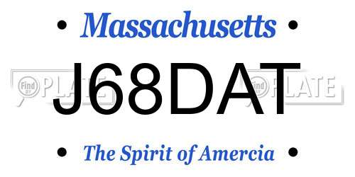 J68DAT Massachusetts License Plate