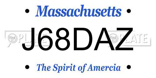 J68DAZ Massachusetts License Plate