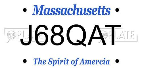 J68QAT Massachusetts License Plate