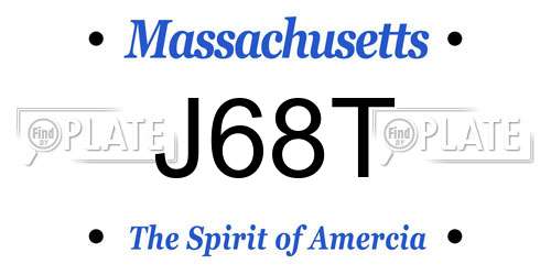 J68T Massachusetts License Plate