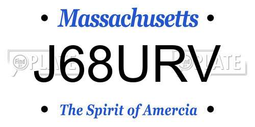 J68URV Massachusetts License Plate