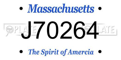 J70264 Massachusetts License Plate