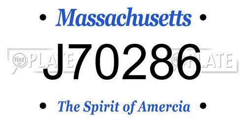 J70286 Massachusetts License Plate