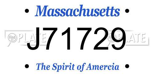 J71729 Massachusetts License Plate