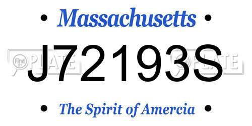 J72193S Massachusetts License Plate