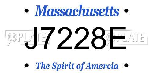 J7228E Massachusetts License Plate