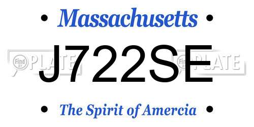 J722SE Massachusetts License Plate
