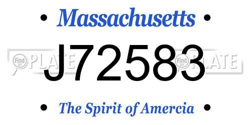 J72583 Massachusetts License Plate